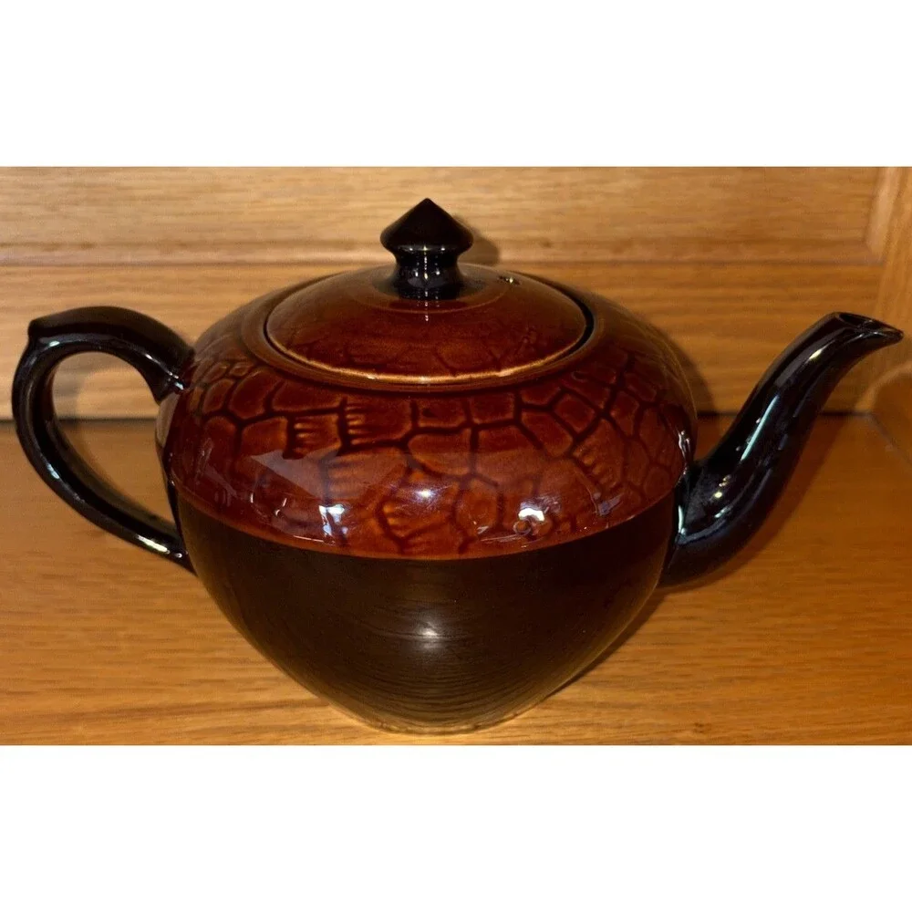 Vintage Teapot “Brown Betty” Style Glazed Ceramic Lidded made in England